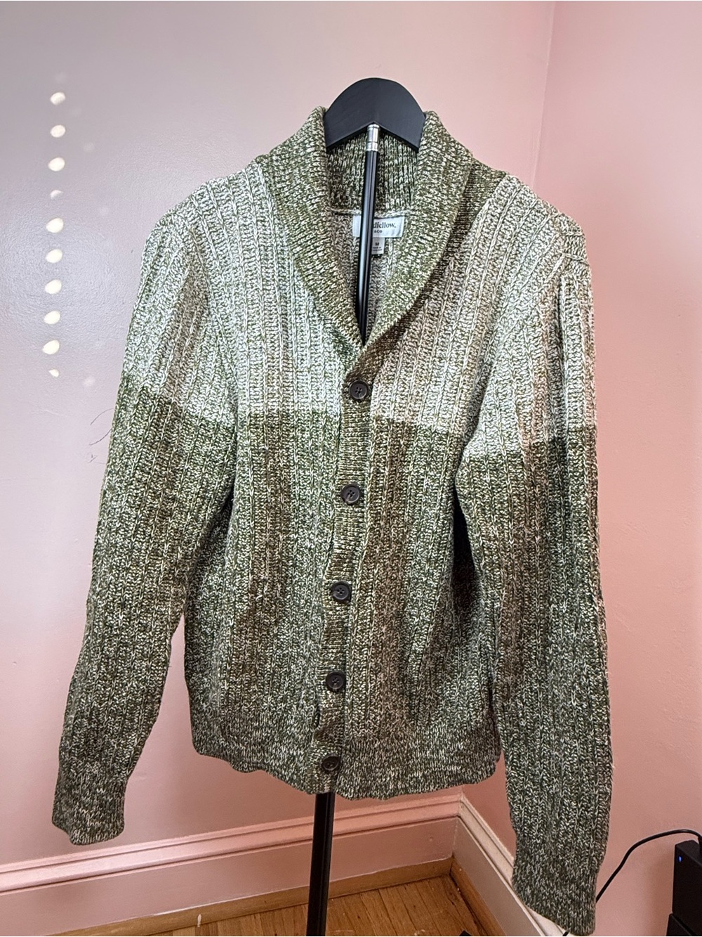 Goodfellow & Co Olive and Cream Ribbed Knit Cardigan